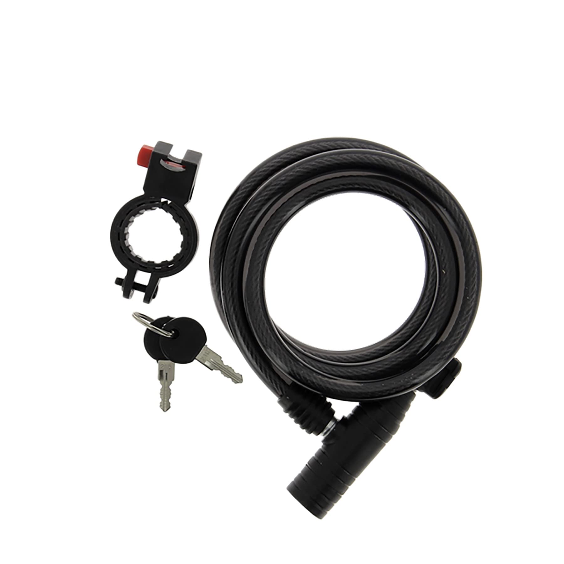 esKapad 1 Antivol Velo Anti-Scratch Spiral Bike Lock with 2 Keys and 1 Bracket, Diameter: 12 mm/Length: 1.8 m, Black, Diam=12mm / L=1,8m