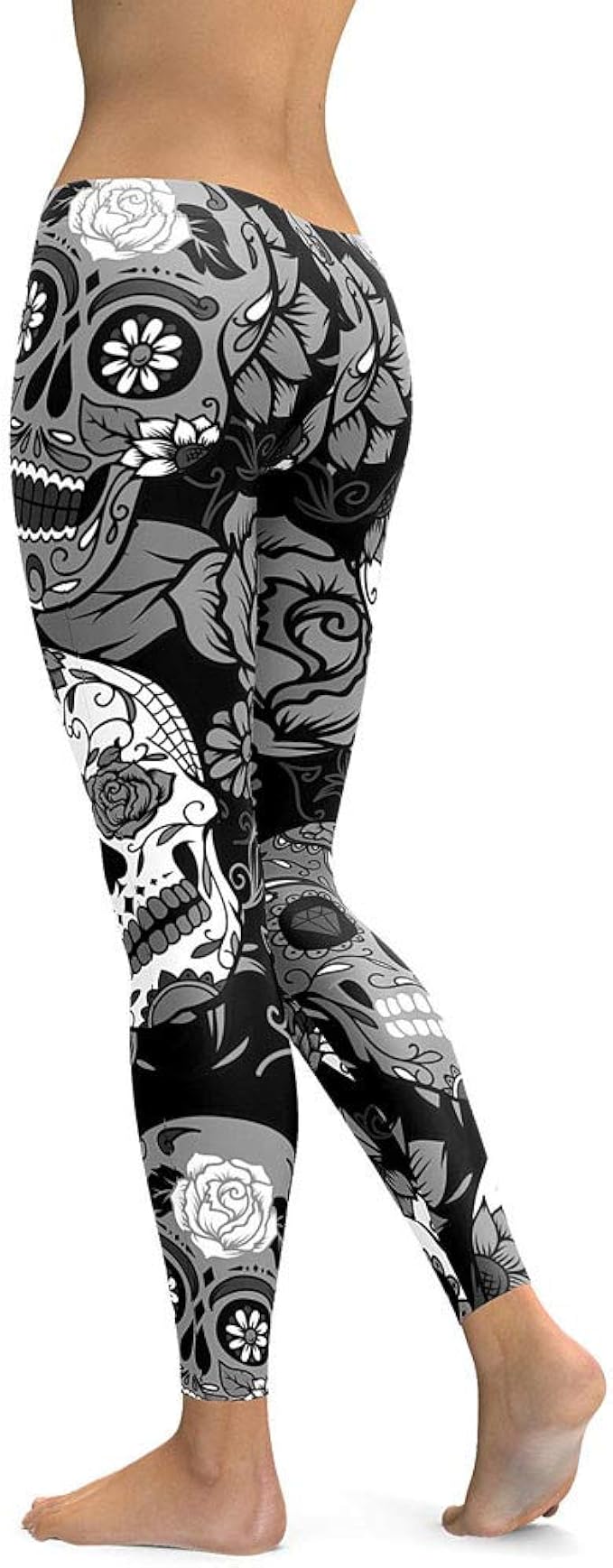 MEIbax Casual Leggings Deportes Pantalones para Mujeres Personalidad Calavera Pintada Estampado 3D Imprimir Fitness Gym Yoga de Cintura Alta Deportivos Skinny Mallas elásticas Gimnasio