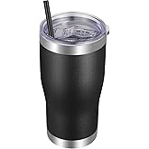 VEGOND 20oz Tumbler Stainless Steel Tumbler Cup with Lid And Straw Vacuum Insulated Double Wall Travel Coffee Mug(Black 1 Pack)