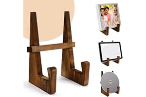 Snillok Plate Display Stand, 8 Inch Plate Holder Display Stand Wooden Picture Frame Holder Dish Photo Plaque Platter Decorati