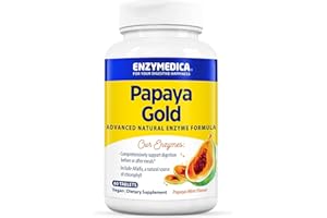 Enzymedica Papaya Gold, Advanced Digestive Enzymes with Natural Organic Papaya & Chlorophyll for Comprehensive Digestion Support, High Potency Bromelain & Papain, Vegan, Mint, 60 Chewable Tablets