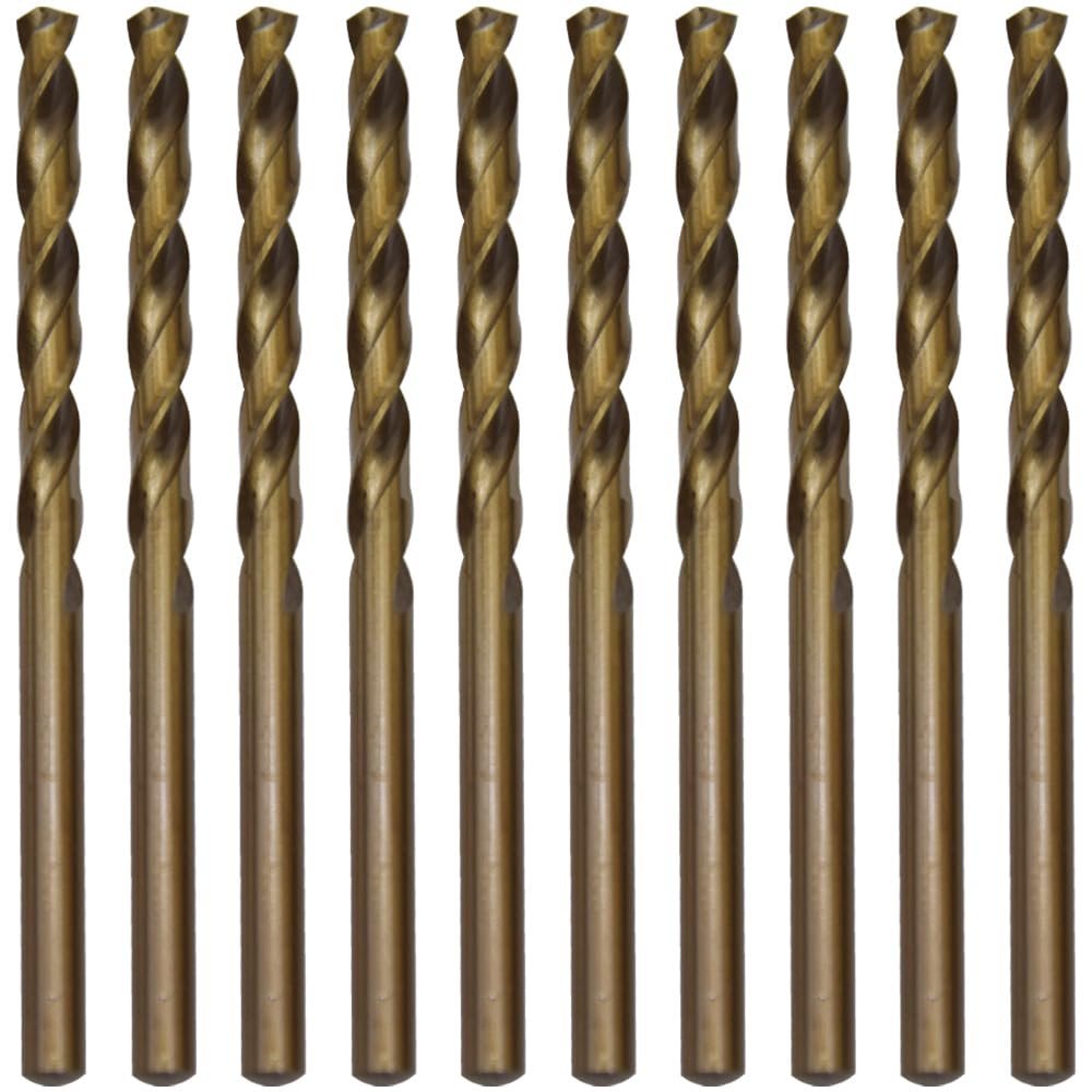 CEEYSEE 10Pcs Drill Bits 5mm HSS Drill Bit Straight Shank Twist Drill Bits Titanium Jobber Drill Bit Sets for Stainless Steel,Aluminum, Plastic and Wood (5mm/MHZT)