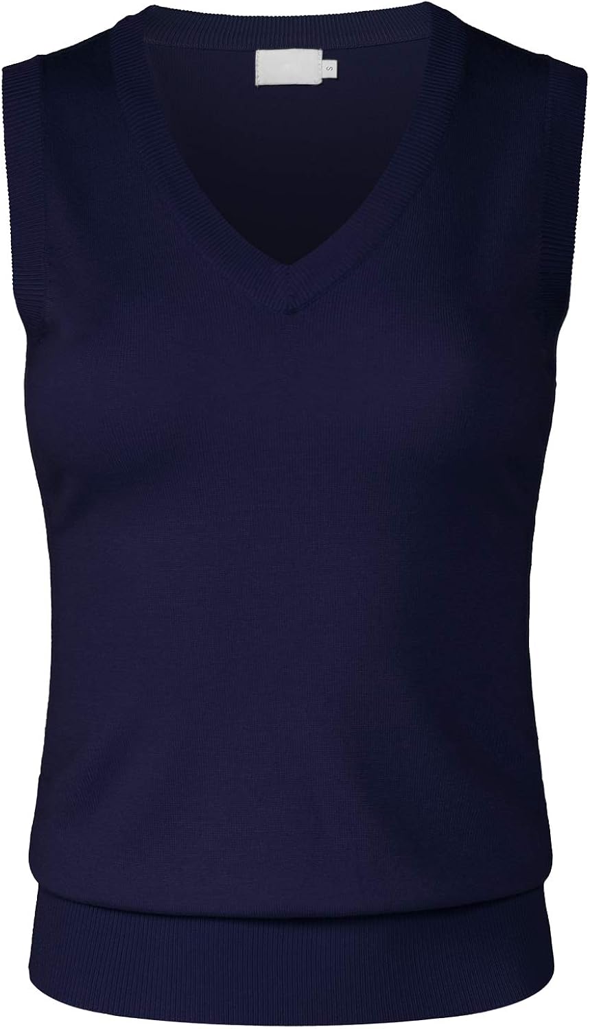 JSCEND Women's Solid Basic V-Neck Sleeveless Soft Stretch Pullover Sweater Vest Top at  Women’s Clothing store