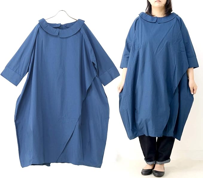 訳あり アウトレット 04ネイビー キューブ Qoob Lupilien ルピリアン コットン素材 丸襟ワンピース 大きいサイズ レディース L Ll 2l 3l 4l 相当 ワンピース チュニック 通販 Amazon