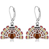 Thanksgiving Earrings Turkey Earrings for Women Sterling Silver Studs Dangling Dangle Autumn Holiday Jewely Christmas Gifts