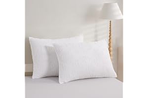 VAULIA Decorative Pillow Shams, Tufted Embroidered Design, Soft and Breathable Hypoallergenic Microfiber Solid Color for Bedroom Living Room Set of 2 White Color, Standard Size (20x26)