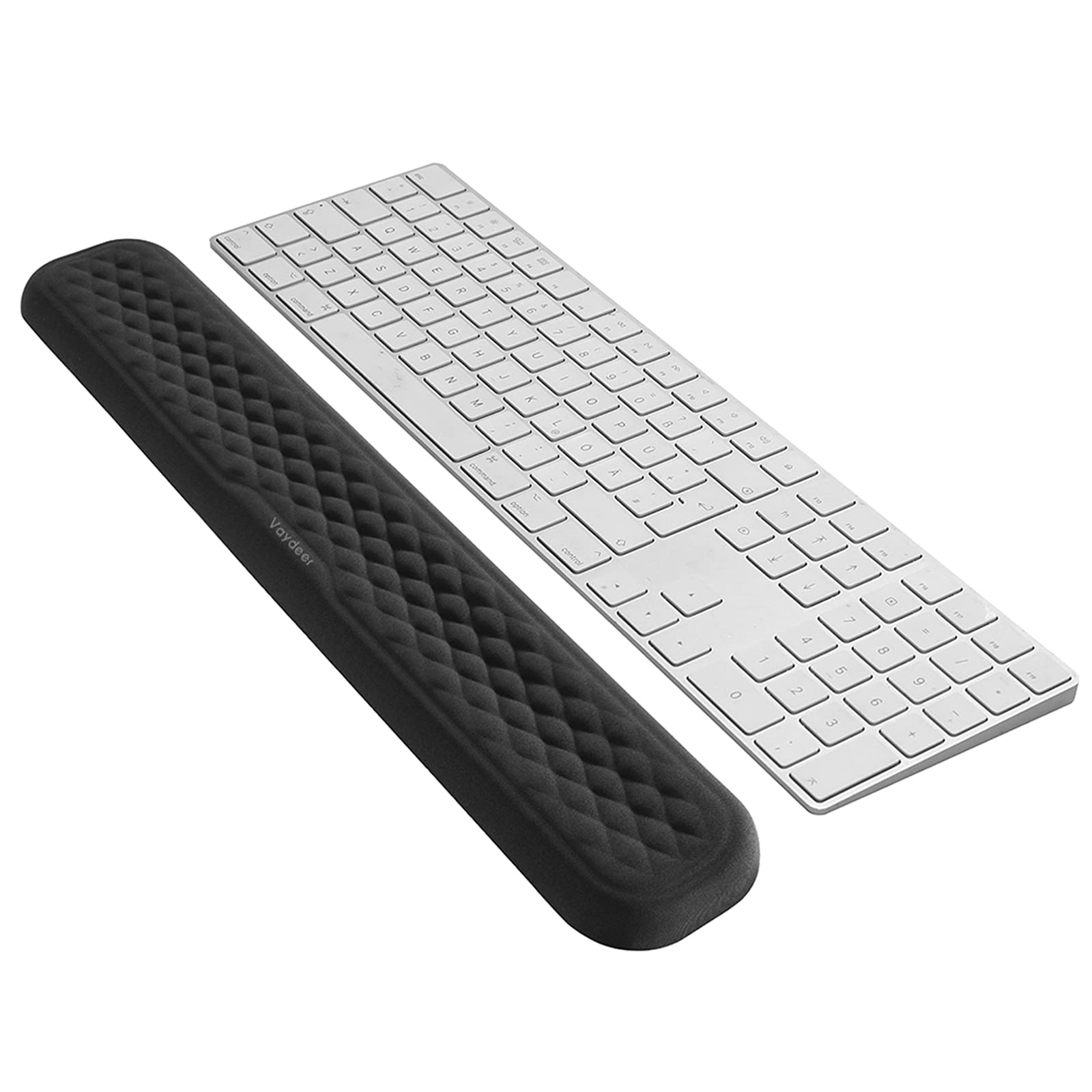 VAYDEER Keyboard Wrist Rest Pad Padded Memory Foam Hand Rest Support for Office, Computer, Laptop, Mac, Relieve Wrist Pain and Comfortable Typing(17.32 * 3.15 * 0.85 inch, Black)