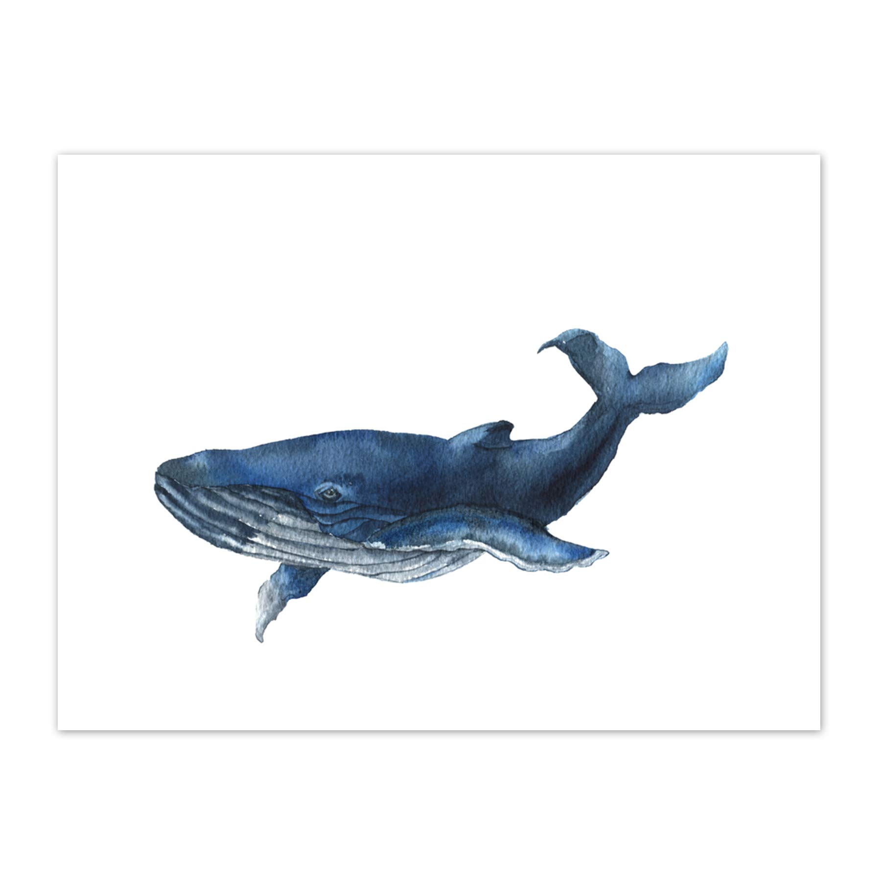 Wee Blue Coo Blue Whale Watercolour Art Print Canvas Premium Wall Decor Poster