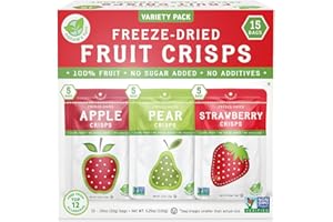 NATURE'S TURN Nature’s Turn Freeze-Dried Fruit Crisps –Healthy, Gluten-Free,Crispy & Delicious, Plant-Based Snack,Ideal for Cereal, Smoothies,School Lunches,& On-the-Go,Lunchbox Snack Variety Bags of 15 (0.35 oz Each)