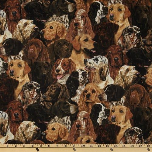 1 Yard - "Hunting Dogs" by Robert May 100% Cotton Fabric (Great for Quilting, Sewing, Craft Projects, Throw Pillows &amp; More) 1 Yard X 44" Wide