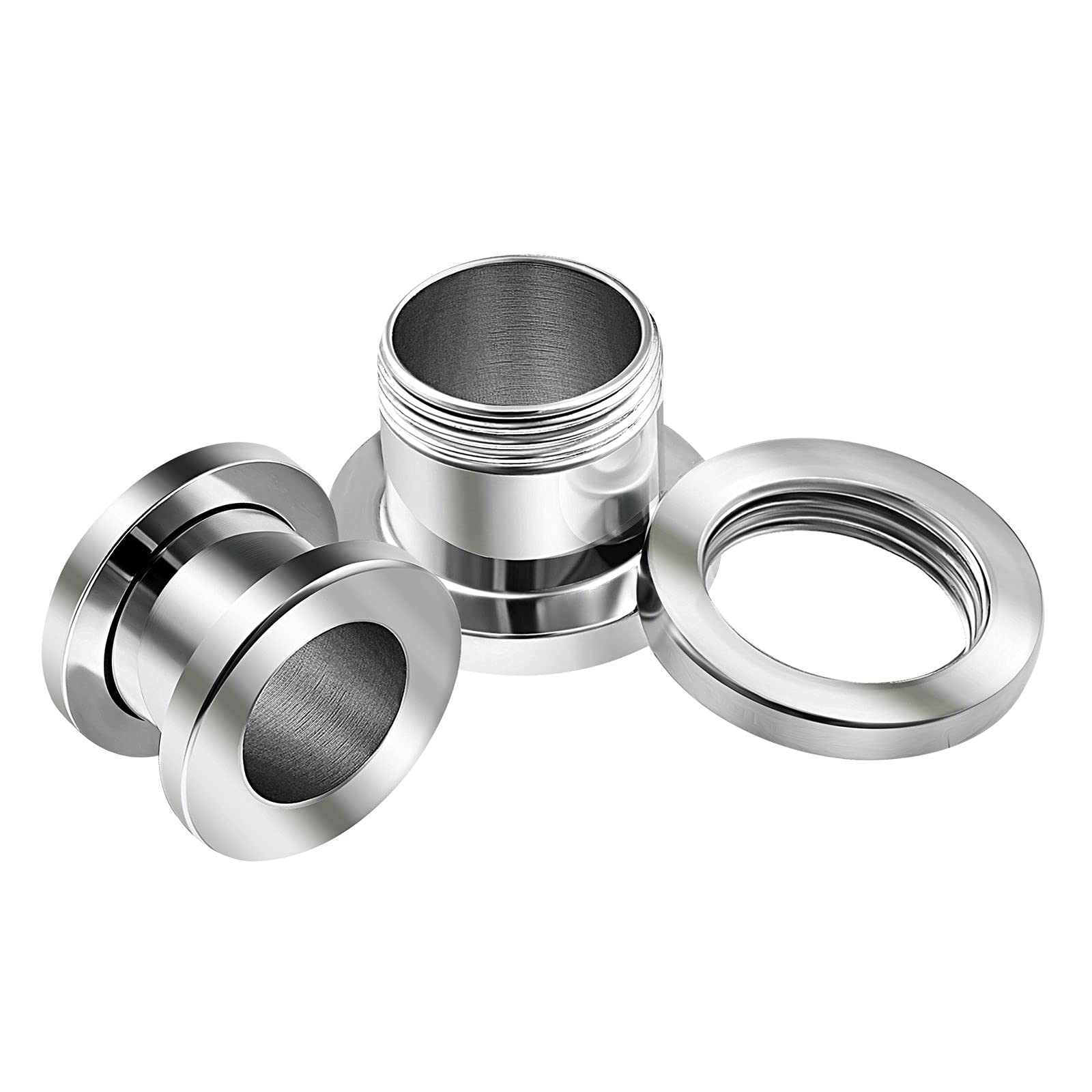 KJM FASHION 2PCS Stainless Steel 00g 10mm Flesh Screw Stretcher Ear Tunnel Gauge Plug Earring Lobe Piercing Jewellery 1862