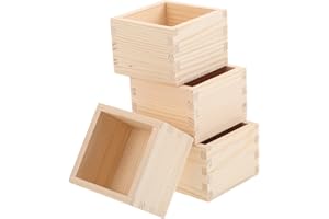 VALICLUD 4pcs Wooden Sake Cup Japanese Square Box Creative Sake Container for Family Gatherings