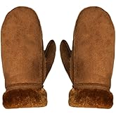 Goclothod Women Men Winter Warm Gloves Suede Leather Mittens