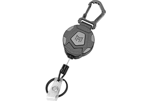 MNGARISTA Retractable Keychain, Heavy Duty Carabiner Badge Holder, Tactical ID Badge Reel with 31.5” Steel Retractable Cord, 8.0 oz