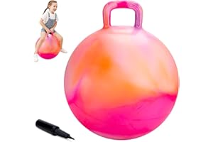 ZOOJOY Hopper Ball for Kids, 18In Bouncy Ball with Handle, Orange Clouds Girls Hopping Toys for Indoor Outdoor Active Play, Best Inflatable Christmas Girls Boys Gifts for 3 4 5 6 7 8 9 Yr Old