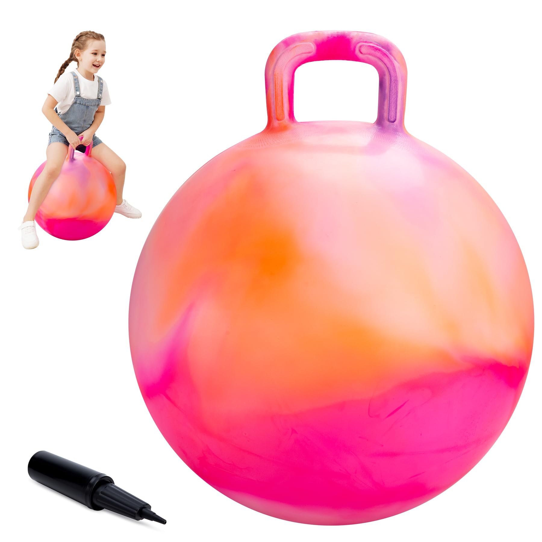 U&C Planet Space Hopper for Kids Age 3-6, 18 Inch Hopper Ball with Handle Bouncy Hopper with Pump Gifts for Children Indoor&Outdoor Garden Game Play