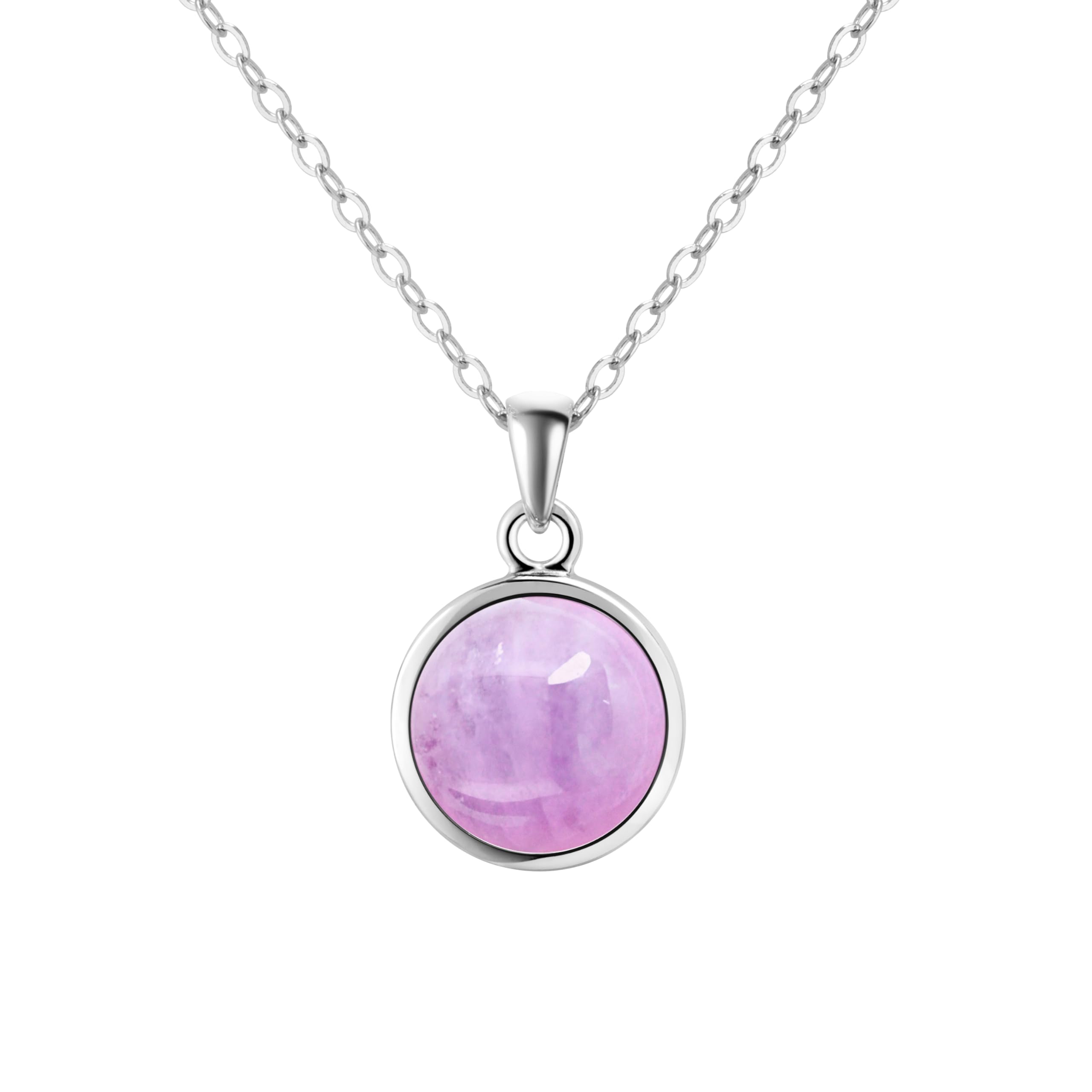 Franki Baker Dainty Lavender Pink Kunzite Gemstone Pendant Necklace on 925 Sterling Silver. Chain Length: 50cm