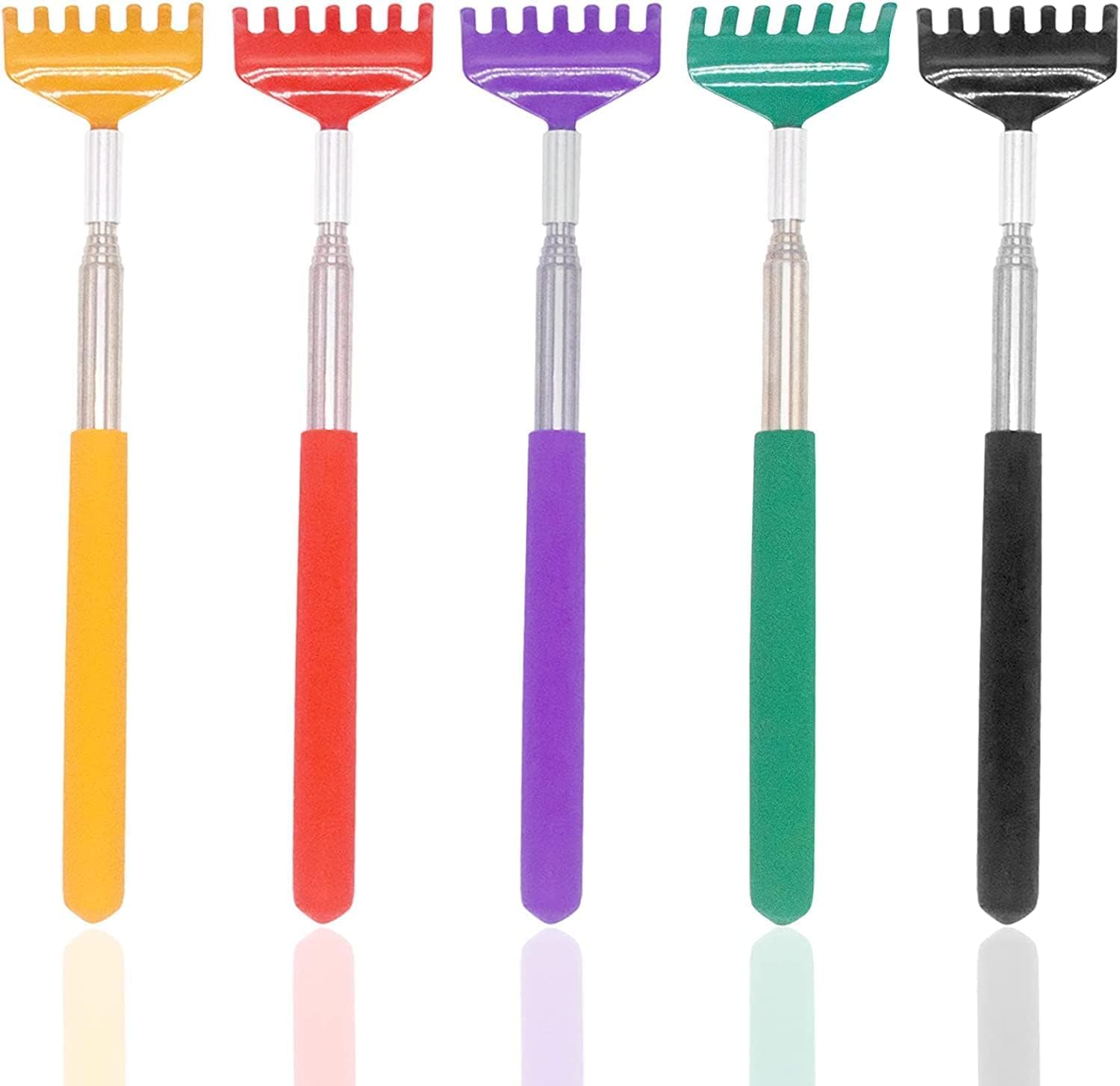 Back Scratcher,Extendable Back Scratcher,Telescoping Scratching Tool, 5 Pack 5 Color Portable Extendable Stainless Steel Telescoping Back Massagers for Adults Men Women Itch (7.87 to 26.77 Inch)