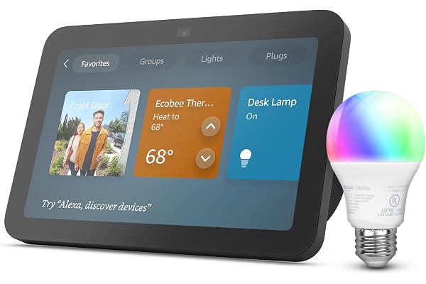 Echo Show 8 with Amazon Basics Smart Color Bulb