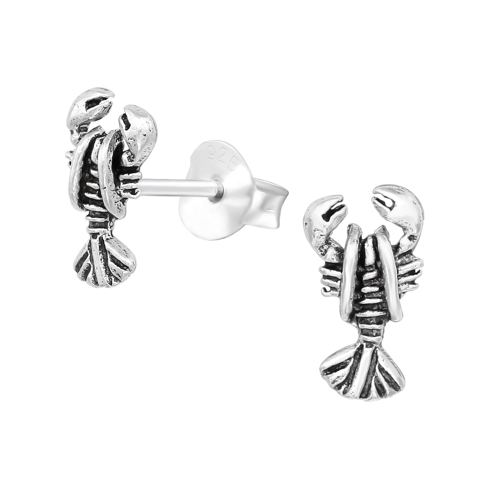 925 Sterling Silver Lobster Earrings – Nautical Stud Earrings for Women & Girls – Gift‑Ready Jewellery Box Included
