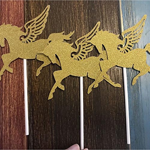 Tiffnia Golden Unicorn Cupcake Toppers, 20 Pack