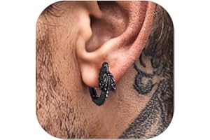 Bandmax Dragon Huggie Earrings for Men Women Stainless Steel/Silver Hypoallergenic Retro Style Punk Hoop Earrings, Gift Packe