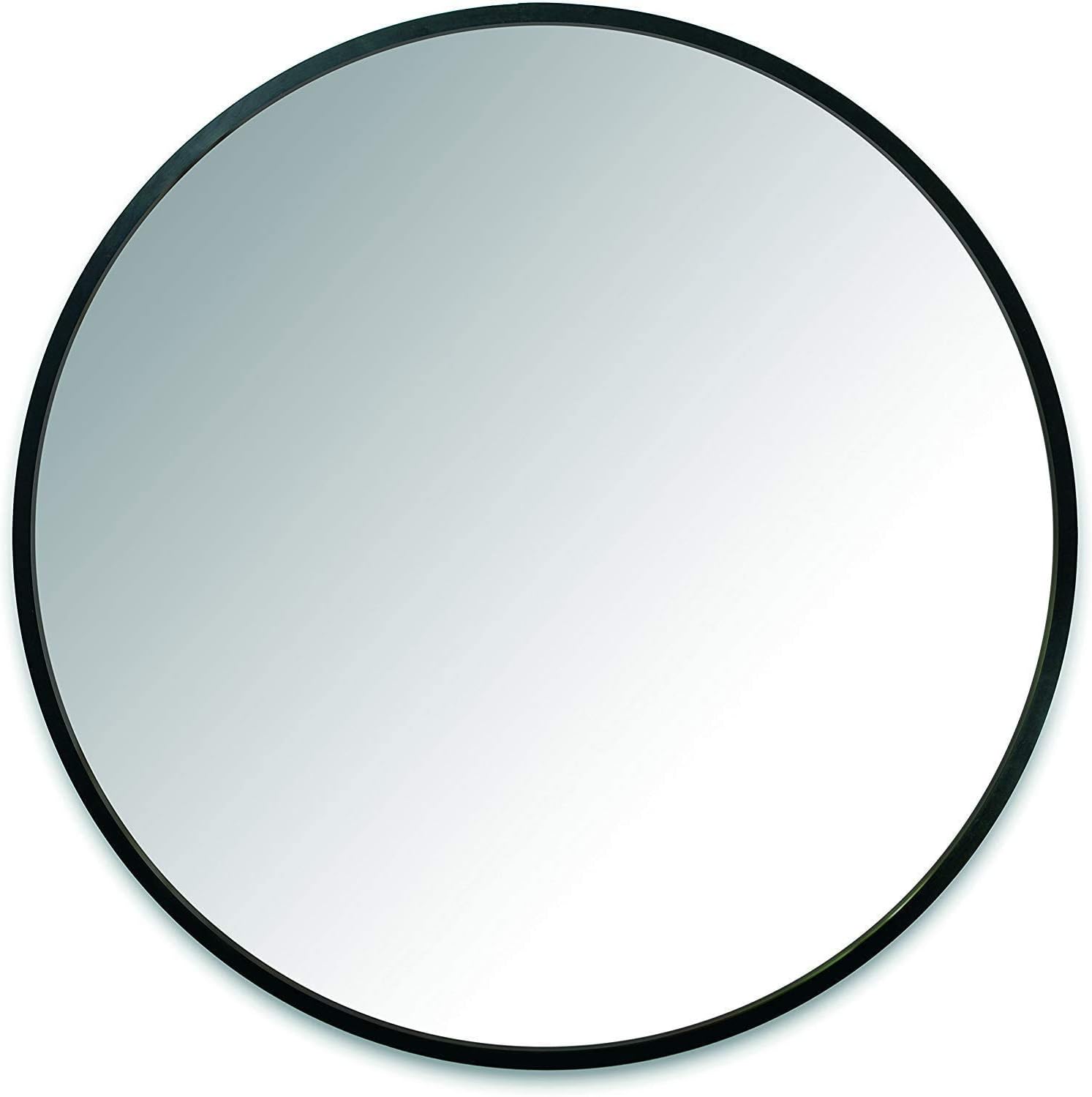 FixtureDisplays 24" Round Mirror with Black Rubber Rim