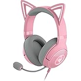 Razer Kraken Kitty V2 USB Wired RGB Headset: Chroma Kitty Ears - Stream Reactive Lighting - HyperClear Cardioid Mic - Triforce 40 mm Drivers - 7.1 Surround Sound - Quartz Pink (Renewed)