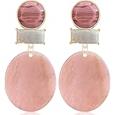 JIMARIN Dainty Vintage Disc Square Acrylic Crystal Dangle Drop Earrings Large Retro Bohemian Geometry Stone Circle Personalized Stud Earrings For Women