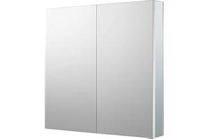 Sunrosa Aluminum Bathroom Medicine Cabinet with Mirror Door, 30"×27.5" Bathroom Mirror Cabinet, Wall-mountable and Recessed-in Mirror Cabinet, 2 Doors Medicine Cabinet Organizer