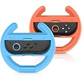 Switch Steering Wheels for Nintendo Switch 2 JoyCons Controllers (2025), Switch 2 Racing Wheels for Mario Kart World/8 Deluxe, Switch Wheel Grip for Joy-Con 2 Controllers Attachment Accessories-Blue and Orange (2 Pack)