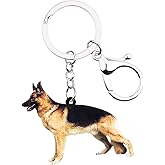 DOWAY Acrylic Dog Keychain Charm, German Shepherd Dog Key Ring Cute Keychains Car Key Chain for Adults Gift Jewelry