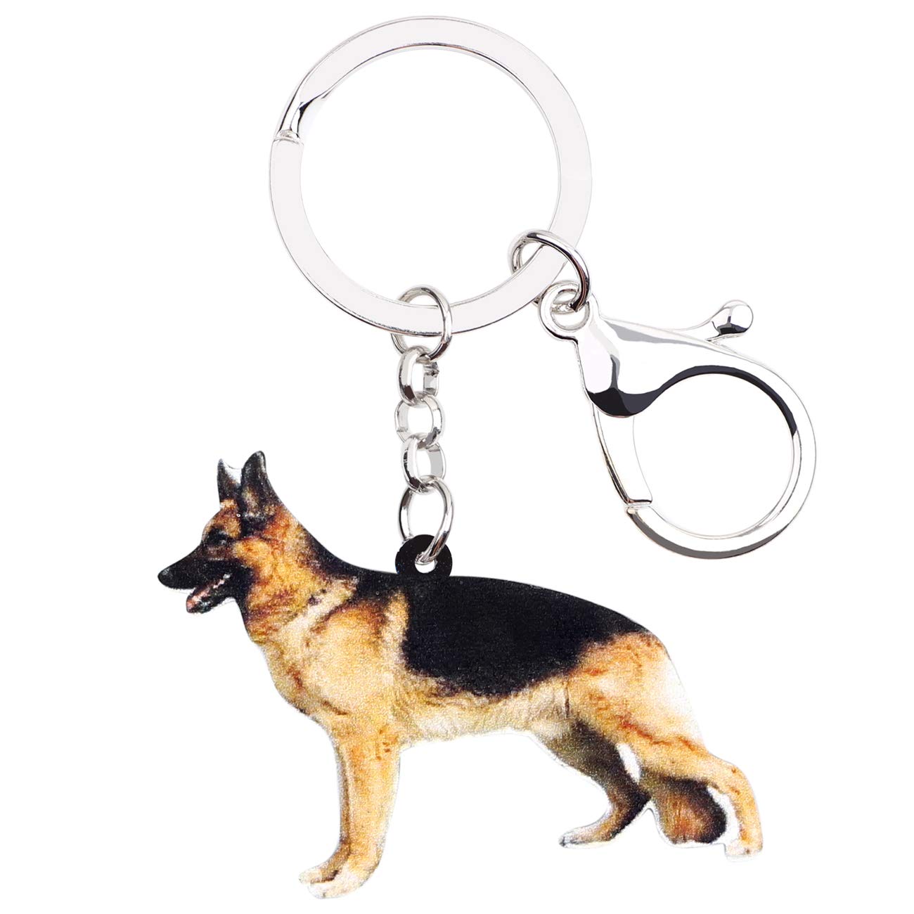 WEVENI Acrylic Cute German Shepherd Dog Keychain Charms Keyring Novelty Jewelry For Women Girls (Brown)