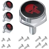 License Plate Screws Fastener Kit, 4 PCS License Plate Screws with Covers for Fastening License Plates or Frames of Most Cars, Trucks and Motorcycles (Red Skull)