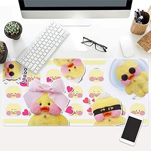 Almohadilla para ratón, lindo pato amarillo animal de dibujos animados
