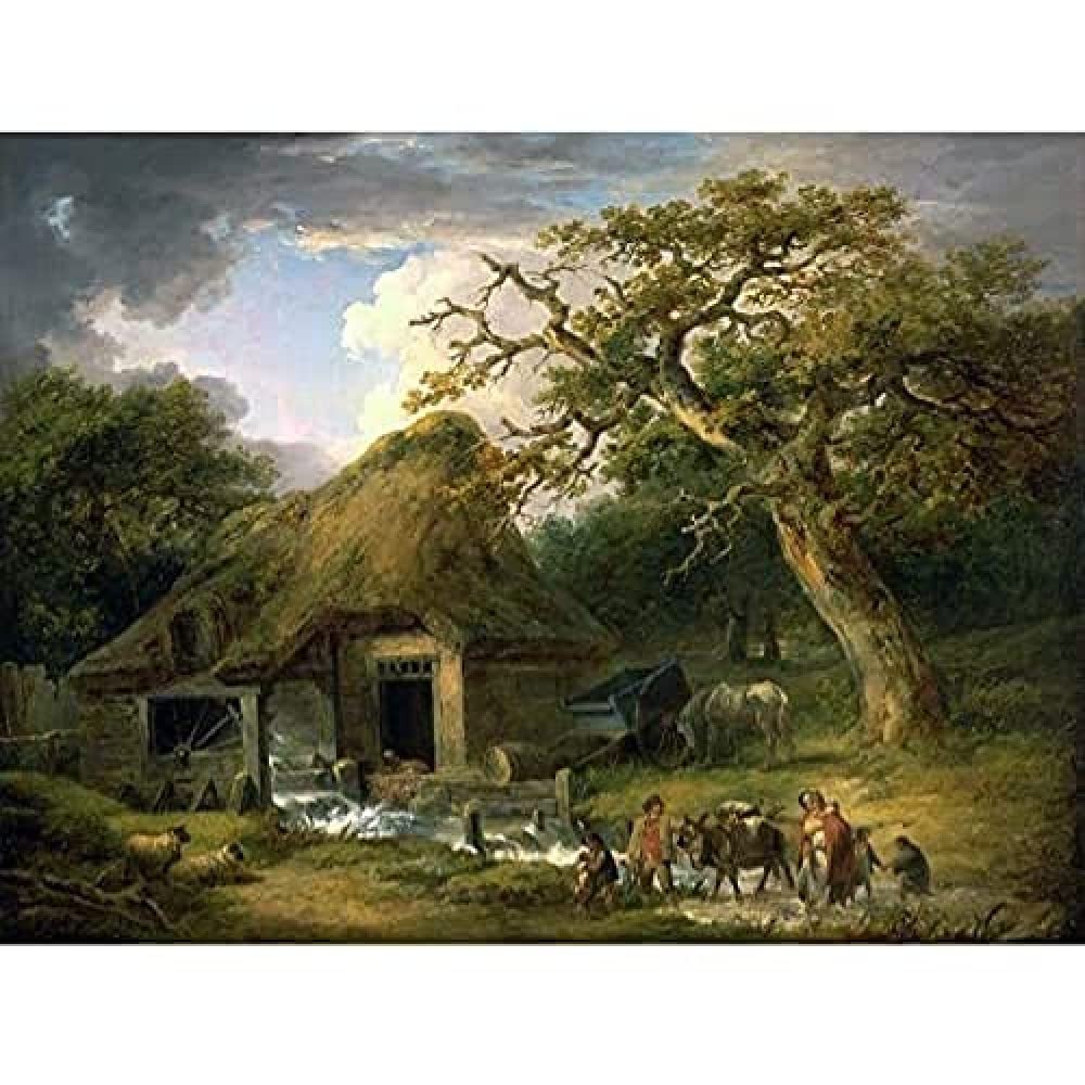 Morland The Old Water Mill Landscape Painting Art Print Canvas Premium Wall Decor Poster Mural
