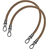 uxcell Leather Purse Strap, 2Pcs 60cm/23.62" Short Leather PU Braided Purse Replacement Handle with Metal Buckles for Underarm Bags, Handbags (Coffee Strap + Black Clasp)