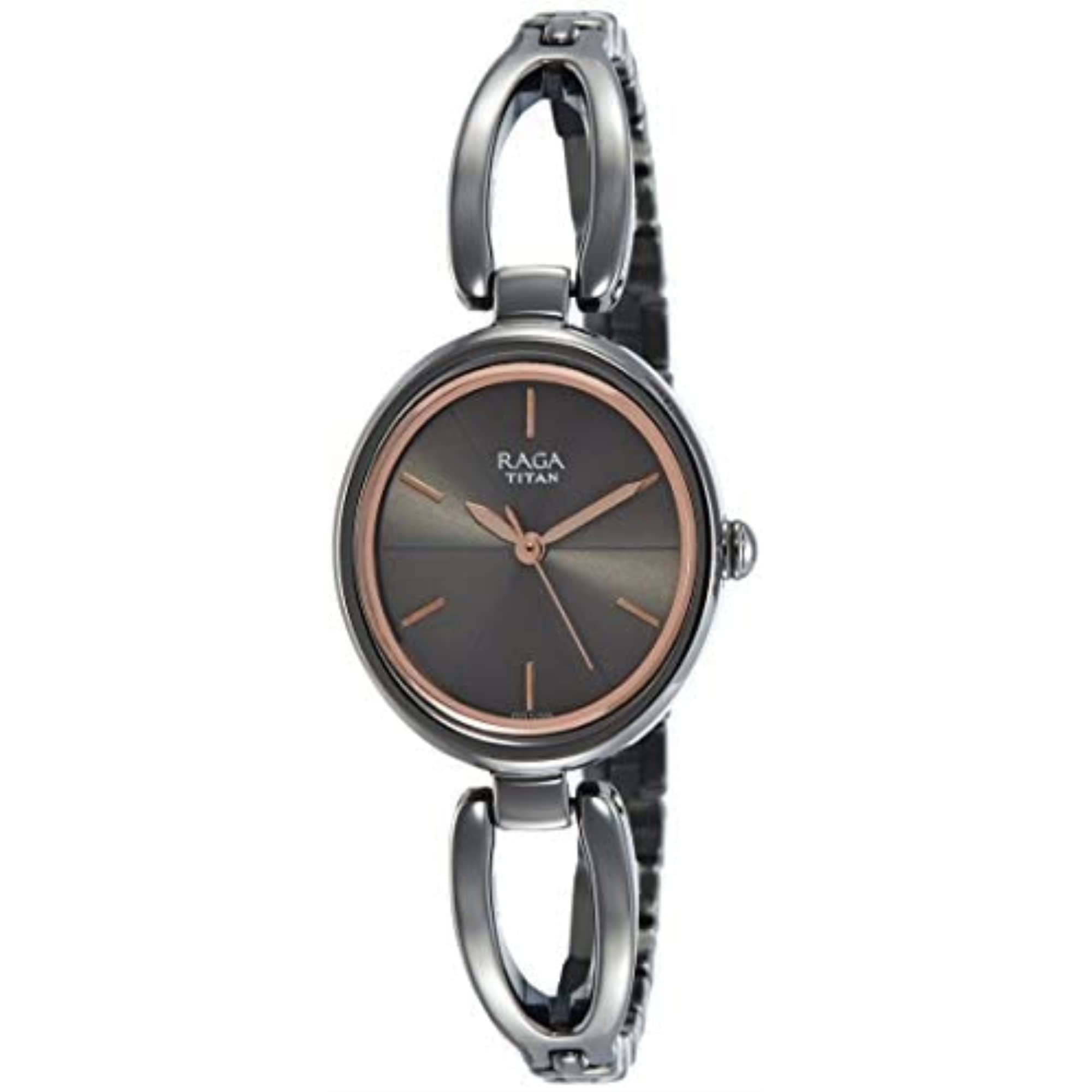 TITAN Raga Viva Analog Grey Dial Women's Water Resistant Wrist Watch Rose Gold/Rose Gold