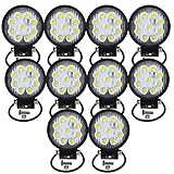 Dr.OX 10PCS 4 Inch LED Work Light Bar 27W Round Spot Beam for Off- road Van Jeep SUV Truck Car ATV 4WD 4x4 RV UTE Tractor Vehicle Boat Driving Work lights Fog Lamp