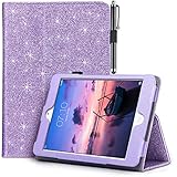 UrbanDrama iPad Mini Case, iPad Mini 2 Case, iPad Mini 3 Case Glitter Sparkly Slim Fit Folio Stand PU Leather Case with Auto Wake/Sleep Feature Luxury Smart Cover Compatible iPad Mini 1/2/3, Purple
