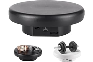 BOSGLADEK 360° Electric Rotating Platform with Type-C Cable, 6.3in / 15lb Motorized Rotating Display for Jewelry Photography Products Live Show Video shoot, Mushroom Rotating Stand for 3D Model Cake Black