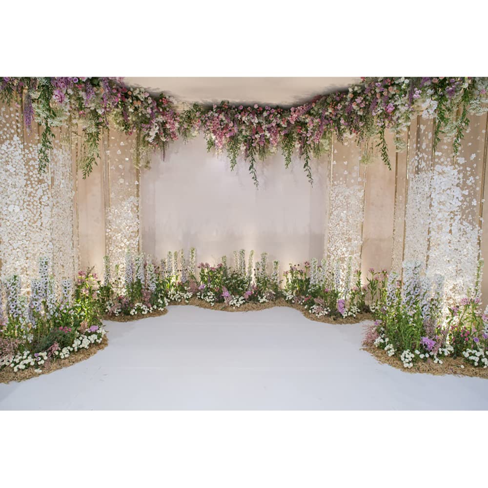 Aoihrraan 2,7x1,8m Wedding Ceremony Backdrop Romantic Flower Interior Arch Photography Background Proposal Marriage Valentine's Day Bridal Shower Party Decoration Couple Portrait Photo Studio Props