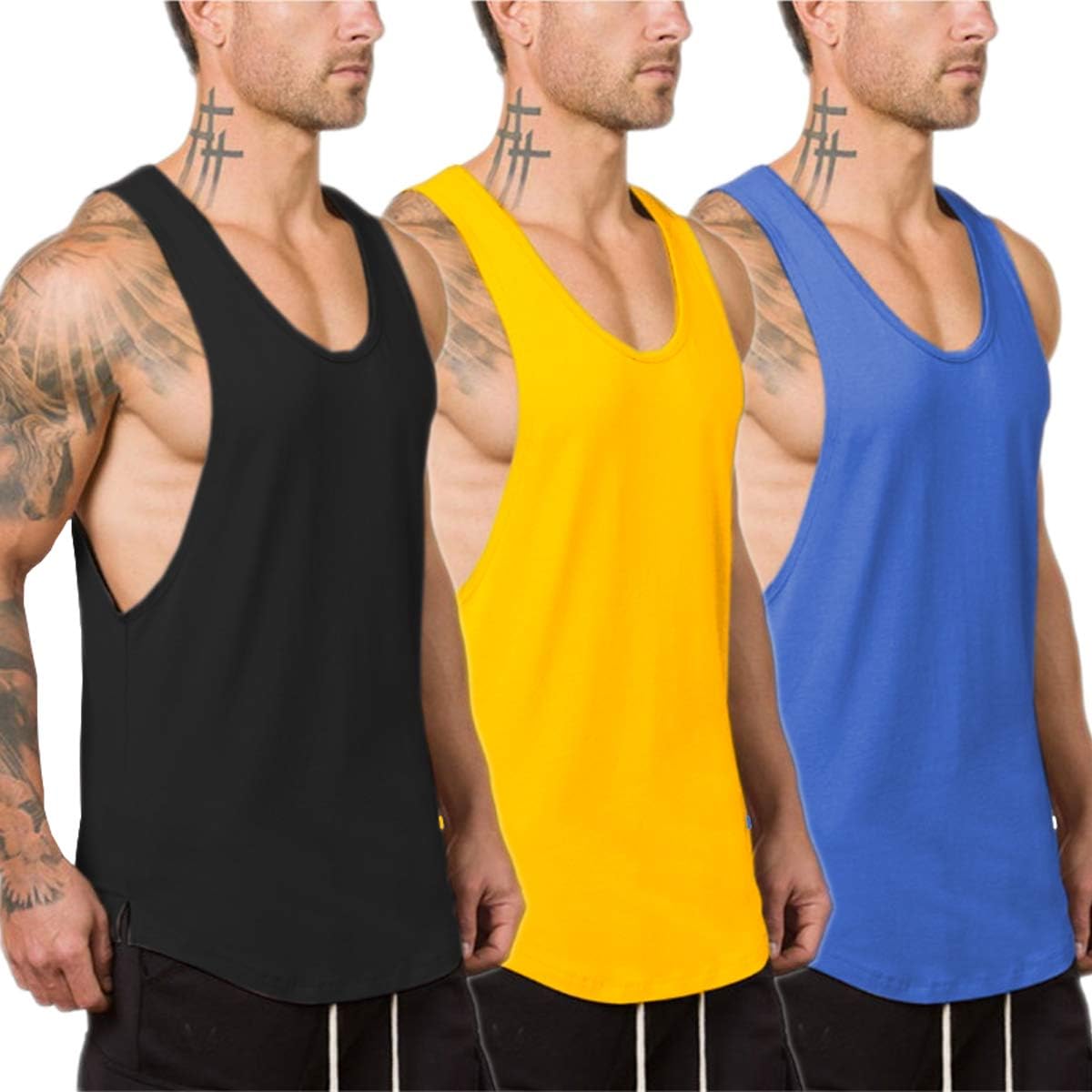 Muscle Killer 3 Pack Men's Muscle Gym Workout Stringer Tank Tops Bodybuilding Fitness T-Shirts: Clothing