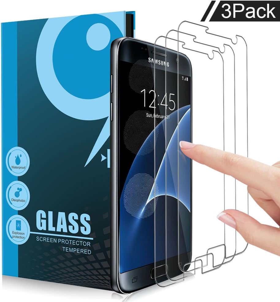 Samsung Galaxy S7 Screen Protector, AOFU Tempered Glass 3D Touch Compatible,9H Hardness,Bubble (3 Pack)