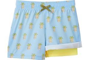 HAPPY NOCNOC Boys Swim Trunks with Compression Liner Toddler Boys Stretch Swim Shorts Quick Dry Beach Shorts 1-12 Years