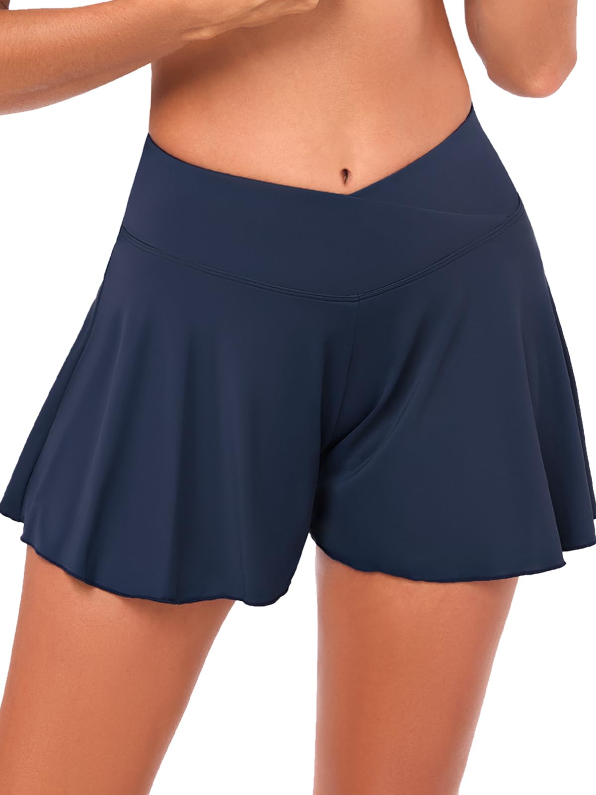 View 1 of Aderea Women's Plus Size Swim Shorts Bathing Suit Bottoms High Waisted Bikini Bottoms Swimsuit Board Shorts Swimwear Tankini Trunks Navy Blue