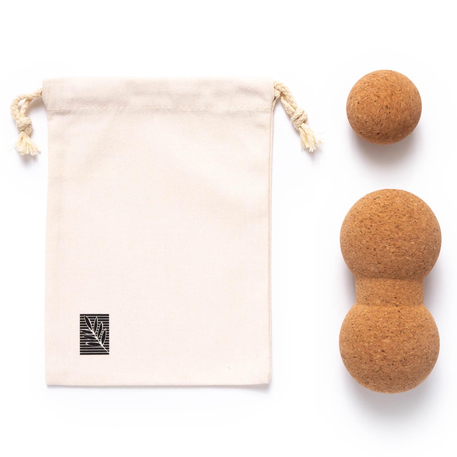 Cork Massage Ball | Massage Ball Set | Ideal For Back and Muscle Massage | Sustainable Trigger Point Ball | Choice of Shapes Like Peanut Roller (Ball (62mm) & Peanut (80x160mm) Set With Bag)
