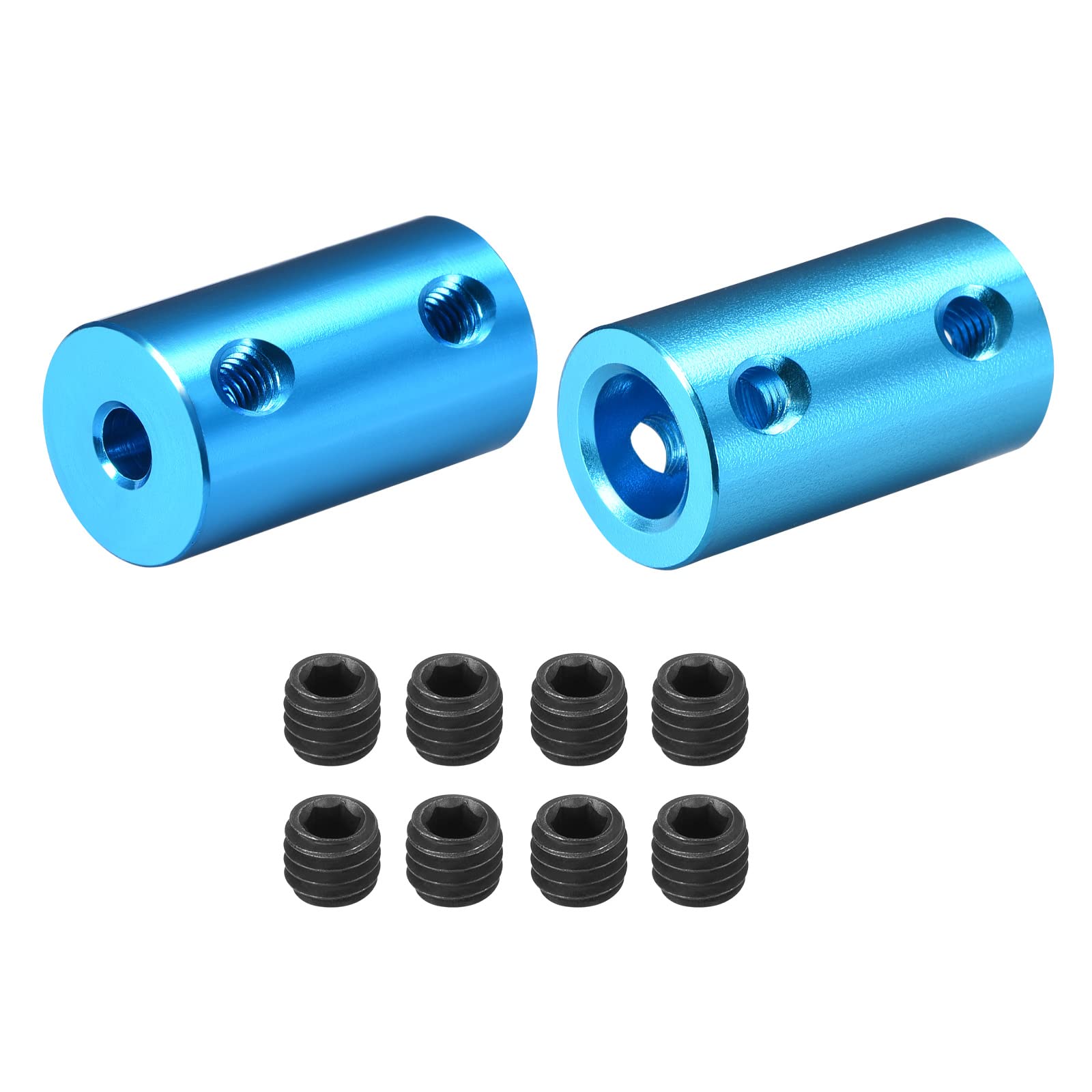 DMiotech 2 Pack 4-8mm Bore L25XD14 Rigid Coupling Shaft Coupling Joint Connector w Screws Aluminum Alloy Motor Shaft Connector for 3D Printer Blue