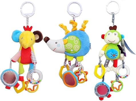 Nbws Jouets Hochet De Poussette De Bebe Jouets Suspendus De Hochet D Animal De Dessin Anime Tissu Doux De Troupeau Avec L Anneau De Couleur Gel De Dent Miroir Perles Amazon Fr Jeux Et Jouets