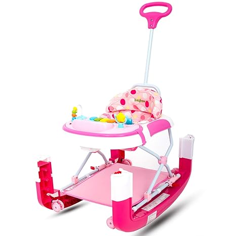 Baybee Flying Spur 3 in 1 Baby Walker Cum Rocker with Adjustable Height (Pink)